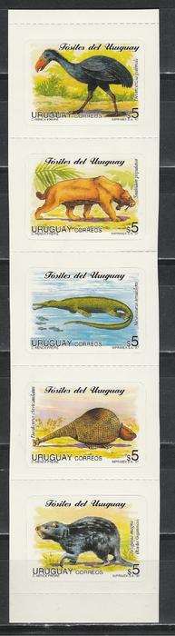 Уругвай 1997, Вымершая Фауна, 5 марок сцепка)
